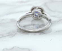 Load image into Gallery viewer, 1.36ct Cushion Blue Sapphire Ring with Diamond Halo in 14K White Gold