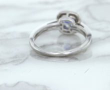 Load image into Gallery viewer, 1.36ct Cushion Blue Sapphire Ring with Diamond Halo in 14K White Gold