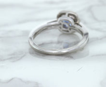 Load image into Gallery viewer, 1.36ct Cushion Blue Sapphire Ring with Diamond Halo in 14K White Gold