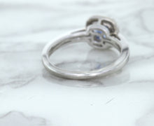 Load image into Gallery viewer, 1.36ct Cushion Blue Sapphire Ring with Diamond Halo in 14K White Gold