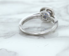 Load image into Gallery viewer, 1.36ct Cushion Blue Sapphire Ring with Diamond Halo in 14K White Gold