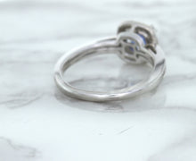 Load image into Gallery viewer, 1.36ct Cushion Blue Sapphire Ring with Diamond Halo in 14K White Gold