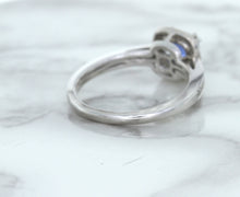 Load image into Gallery viewer, 1.36ct Cushion Blue Sapphire Ring with Diamond Halo in 14K White Gold