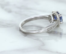 Load image into Gallery viewer, 1.36ct Cushion Blue Sapphire Ring with Diamond Halo in 14K White Gold