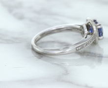 Load image into Gallery viewer, 1.36ct Cushion Blue Sapphire Ring with Diamond Halo in 14K White Gold