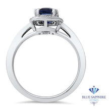 Load image into Gallery viewer, 1.36ct Cushion Blue Sapphire Ring with Diamond Halo in 14K White Gold