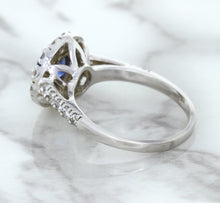 Load image into Gallery viewer, 1.46ct Round Blue Sapphire Ring with Diamond Halo in 14K White Gold