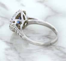 Load image into Gallery viewer, 1.46ct Round Blue Sapphire Ring with Diamond Halo in 14K White Gold