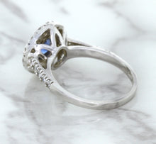 Load image into Gallery viewer, 1.46ct Round Blue Sapphire Ring with Diamond Halo in 14K White Gold
