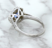 Load image into Gallery viewer, 1.46ct Round Blue Sapphire Ring with Diamond Halo in 14K White Gold