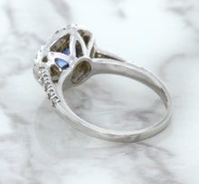 Load image into Gallery viewer, 1.46ct Round Blue Sapphire Ring with Diamond Halo in 14K White Gold