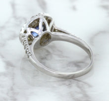 Load image into Gallery viewer, 1.46ct Round Blue Sapphire Ring with Diamond Halo in 14K White Gold