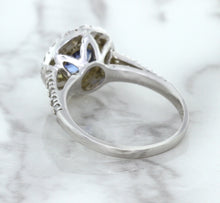 Load image into Gallery viewer, 1.46ct Round Blue Sapphire Ring with Diamond Halo in 14K White Gold