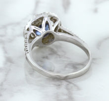 Load image into Gallery viewer, 1.46ct Round Blue Sapphire Ring with Diamond Halo in 14K White Gold