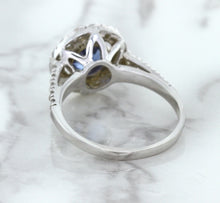 Load image into Gallery viewer, 1.46ct Round Blue Sapphire Ring with Diamond Halo in 14K White Gold