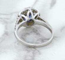 Load image into Gallery viewer, 1.46ct Round Blue Sapphire Ring with Diamond Halo in 14K White Gold