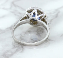 Load image into Gallery viewer, 1.46ct Round Blue Sapphire Ring with Diamond Halo in 14K White Gold