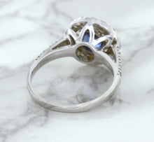 Load image into Gallery viewer, 1.46ct Round Blue Sapphire Ring with Diamond Halo in 14K White Gold