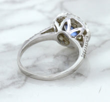 Load image into Gallery viewer, 1.46ct Round Blue Sapphire Ring with Diamond Halo in 14K White Gold