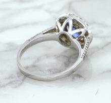Load image into Gallery viewer, 1.46ct Round Blue Sapphire Ring with Diamond Halo in 14K White Gold