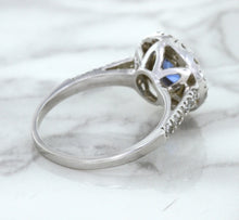 Load image into Gallery viewer, 1.46ct Round Blue Sapphire Ring with Diamond Halo in 14K White Gold
