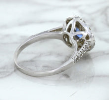 Load image into Gallery viewer, 1.46ct Round Blue Sapphire Ring with Diamond Halo in 14K White Gold