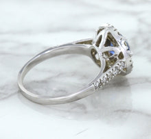 Load image into Gallery viewer, 1.46ct Round Blue Sapphire Ring with Diamond Halo in 14K White Gold