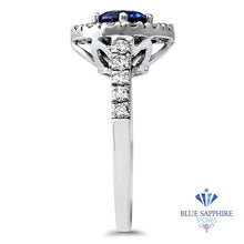 Load image into Gallery viewer, 1.46ct Round Blue Sapphire Ring with Diamond Halo in 14K White Gold