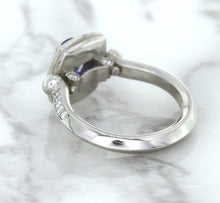 Load image into Gallery viewer, 1.56ct Oval Blue Sapphire Ring with Diamond Halo in Platinum