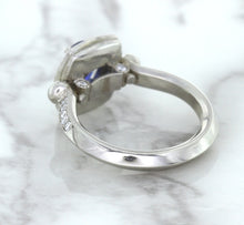 Load image into Gallery viewer, 1.56ct Oval Blue Sapphire Ring with Diamond Halo in Platinum
