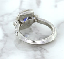 Load image into Gallery viewer, 1.56ct Oval Blue Sapphire Ring with Diamond Halo in Platinum
