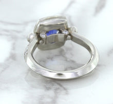 Load image into Gallery viewer, 1.56ct Oval Blue Sapphire Ring with Diamond Halo in Platinum