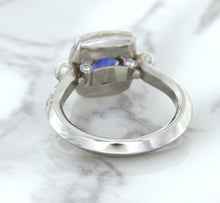 Load image into Gallery viewer, 1.56ct Oval Blue Sapphire Ring with Diamond Halo in Platinum