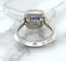 Load image into Gallery viewer, 1.56ct Oval Blue Sapphire Ring with Diamond Halo in Platinum