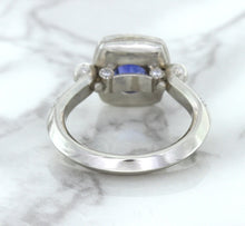 Load image into Gallery viewer, 1.56ct Oval Blue Sapphire Ring with Diamond Halo in Platinum