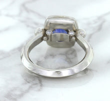Load image into Gallery viewer, 1.56ct Oval Blue Sapphire Ring with Diamond Halo in Platinum