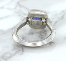 Load image into Gallery viewer, 1.56ct Oval Blue Sapphire Ring with Diamond Halo in Platinum