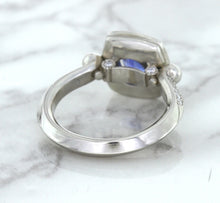 Load image into Gallery viewer, 1.56ct Oval Blue Sapphire Ring with Diamond Halo in Platinum