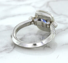 Load image into Gallery viewer, 1.56ct Oval Blue Sapphire Ring with Diamond Halo in Platinum