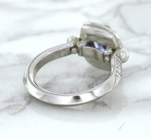 Load image into Gallery viewer, 1.56ct Oval Blue Sapphire Ring with Diamond Halo in Platinum
