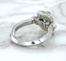 Load image into Gallery viewer, 1.56ct Oval Blue Sapphire Ring with Diamond Halo in Platinum