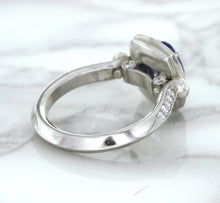 Load image into Gallery viewer, 1.56ct Oval Blue Sapphire Ring with Diamond Halo in Platinum
