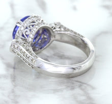 Load image into Gallery viewer, 3.12ct Round Tanzanite Ring with Diamond Halo in 14K White Gold