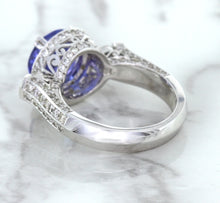 Load image into Gallery viewer, 3.12ct Round Tanzanite Ring with Diamond Halo in 14K White Gold
