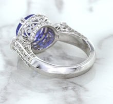 Load image into Gallery viewer, 3.12ct Round Tanzanite Ring with Diamond Halo in 14K White Gold