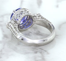 Load image into Gallery viewer, 3.12ct Round Tanzanite Ring with Diamond Halo in 14K White Gold