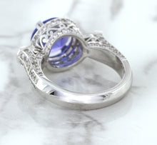 Load image into Gallery viewer, 3.12ct Round Tanzanite Ring with Diamond Halo in 14K White Gold