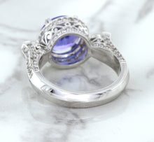 Load image into Gallery viewer, 3.12ct Round Tanzanite Ring with Diamond Halo in 14K White Gold