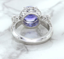 Load image into Gallery viewer, 3.12ct Round Tanzanite Ring with Diamond Halo in 14K White Gold