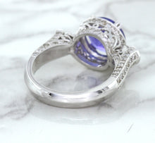 Load image into Gallery viewer, 3.12ct Round Tanzanite Ring with Diamond Halo in 14K White Gold